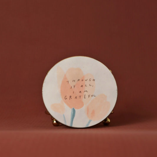 Mindful Mornings | Set of 4 Floral Coasters with Stand