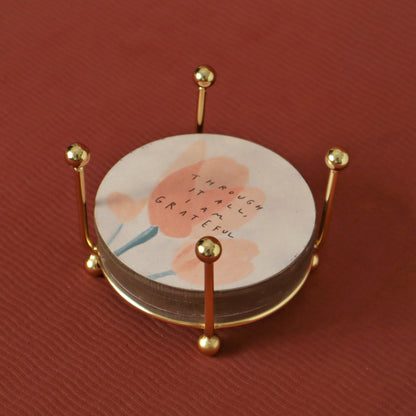 Mindful Mornings | Set of 4 Floral Coasters with Stand